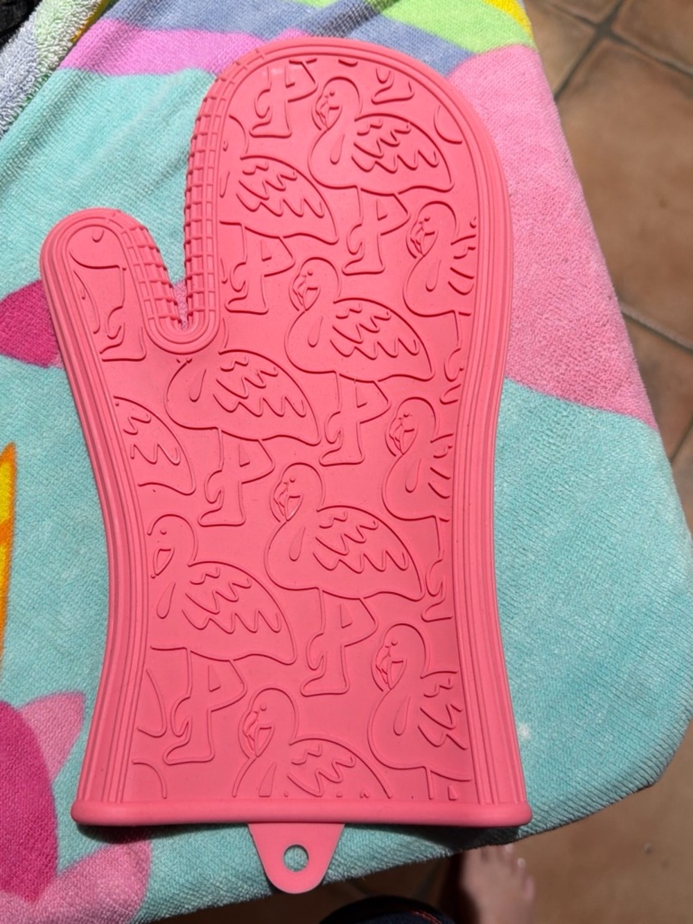 Silicone Oven Mitt - Pink flamingos